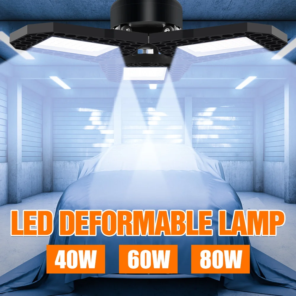40W 60W 80W LED Lemputė Deformuojamieji Lempa E27 LED Garažas Šviesos Aukštos Bay Lubų Šviesos diodų (LED Didelės Galios Gamyklos Sandėlio Apšvietimo 2835
