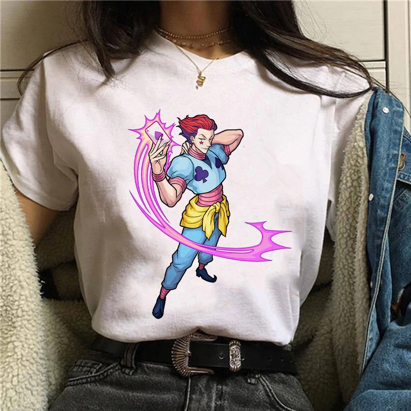 Moteriški marškinėliai Topai Kawaii Hunter X Hunter T-shirt Killua Zoldyck T-shirt Apvalus Kaklas Atsitiktinis Minkštas Anime moterų marškinėliai