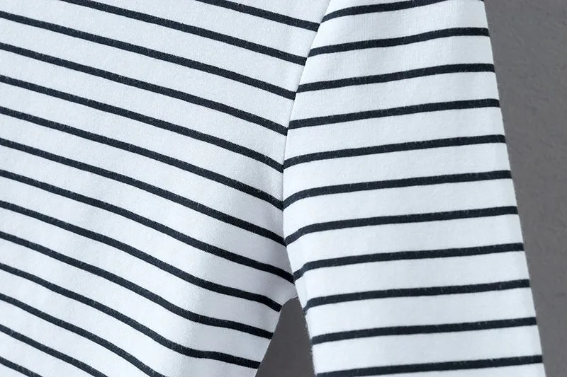 Moterų Juostele Medvilnės Spandex ilgomis Rankovėmis Golfo Pasėlių T-shirt stora derliaus plonas plonas visas rungtynes, plonas Sumažinti, t-shirt