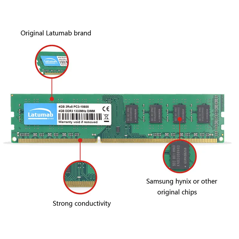 Latumab RAM DDR3 4GB 8GB 16GB 1333MHz Desktop Memory DIMM Atminties PC3-10600 PC Atmintį 240Pin 1,5 V Memoria DDR3 RAM Atminties Modulis