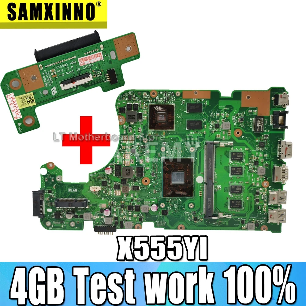 Akemy X555DG plokštę Už Asus X555DG A555DG X555YI nešiojamojo kompiuterio plokštę 4GB Bandymo dirbti Nemokama HDD valdyba
