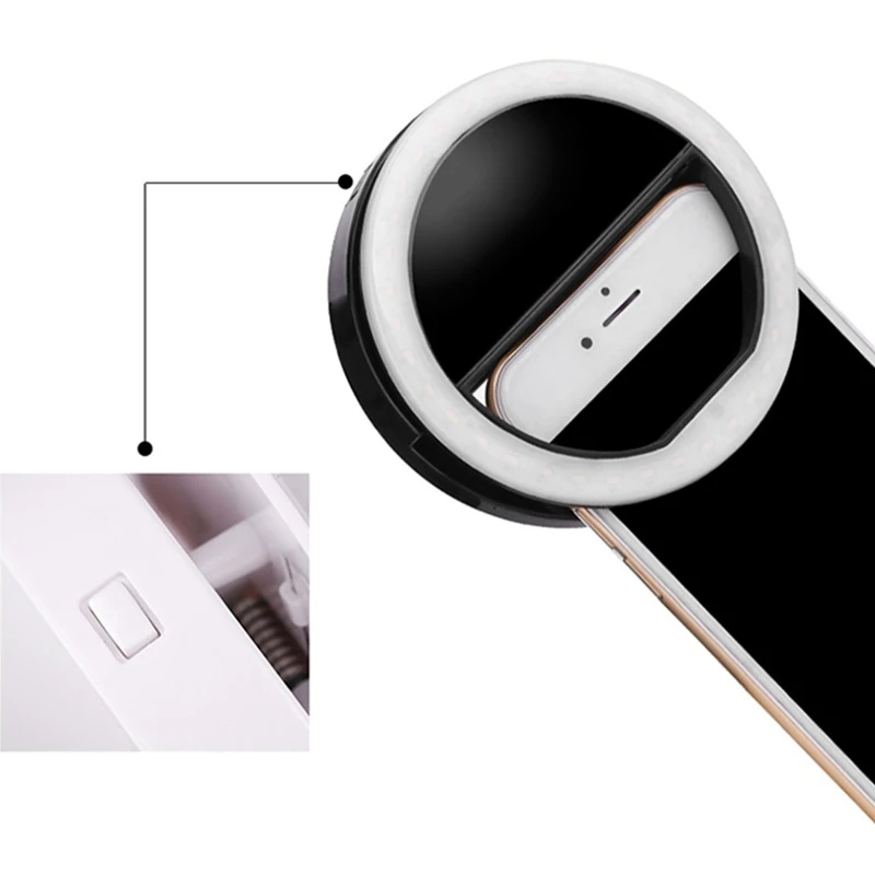 Universalus Selfie LED Blykste Žiedas Šviesos Nešiojamų Selfie Lempa, Mobilusis Telefonas Lęšis iPhone XS Max Xiaomi 