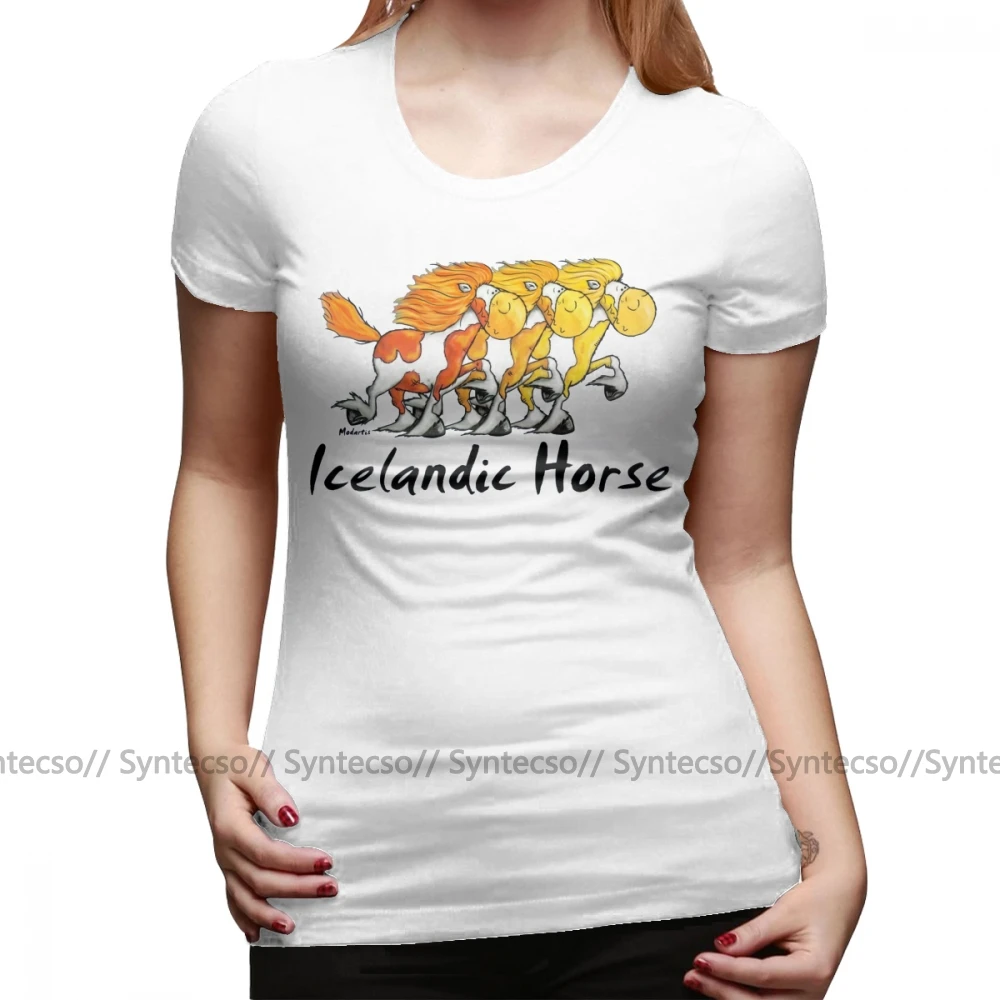 Islandijos Arklių T-Shirt Išmetė Islandų Arkliai, Arklių Komiksų Dovana Marškinėliai Trumpas Rankovėmis Paprasta Moteris, O marškinėlius ant Kaklo Ponios Tee Marškinėliai