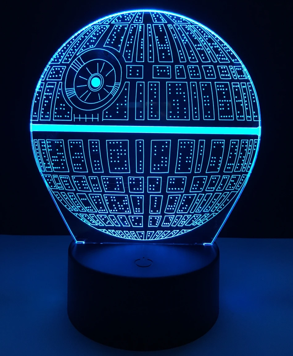 Star Wars Žvaigždžių Mirties 3D LED Nakties Šviesos Jutiklinį Jungiklį Stalo Lempa USB 7 Spalvų Miegamojo Puošimas spalvotu LED Apšvietimas Dovana