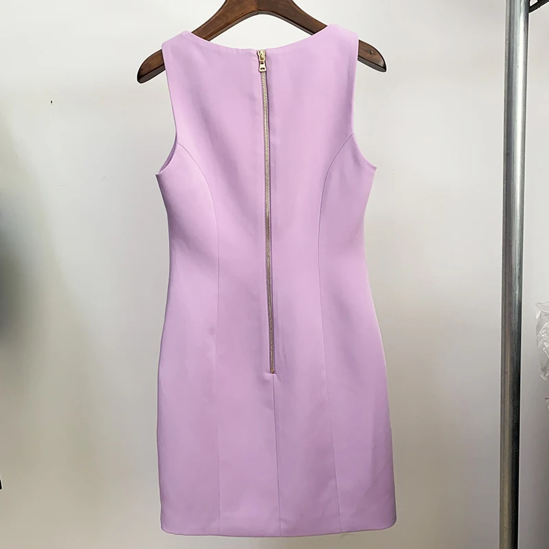 Naujausias 2020 Dizaineris Suknelė Moterų Berankovis Liūtas Mygtukai Aikštėje Apykaklės Bakas Suknelė
