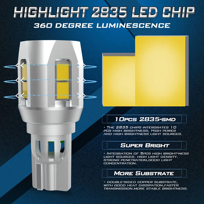 2vnt W16W T15 Canbus LED Lemputes, led Atsarginės Atbulinės Šviesos Baltos spalvos 