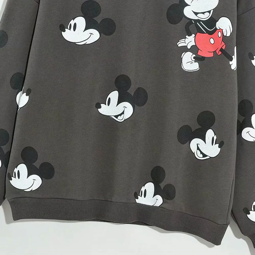 Disney Palaidinės Mados Mickey Mouse Animacinių Filmų Spausdinimo O-Kaklo Megztinis Ilgomis Rankovėmis Moterims Harajuku Viršūnes Tamsiai Pilkos Spalvos, Moteriškos Femmes