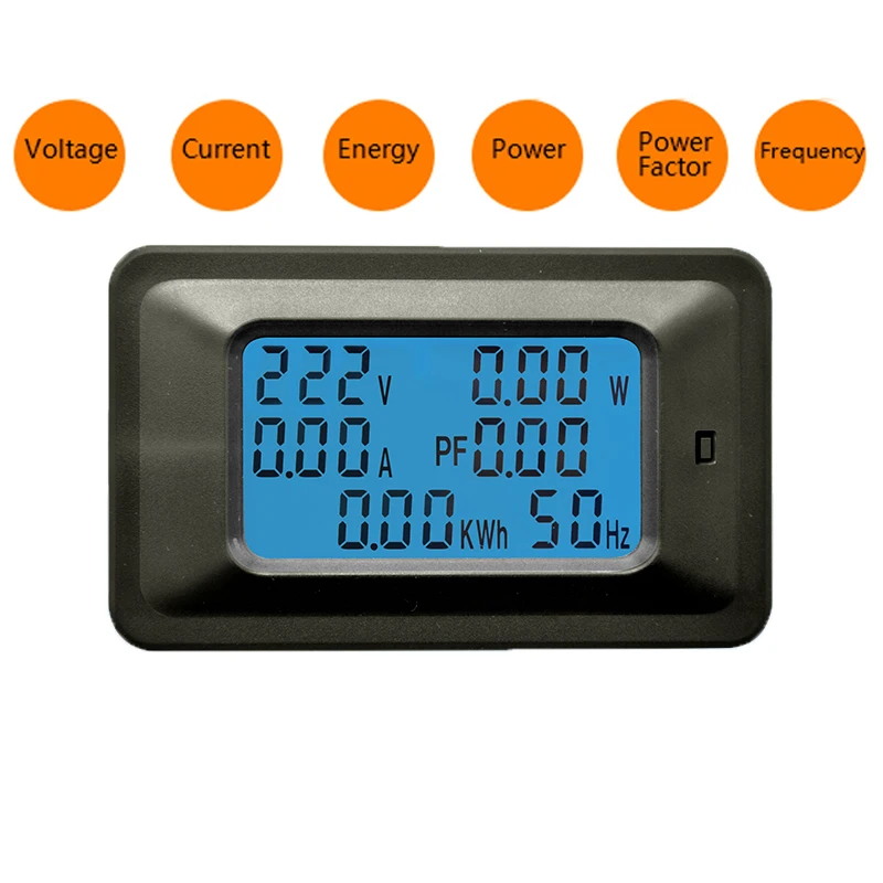 Multimetras Ammeter Voltmeter Wattmeter 6 1 AC 20A 100A LCD Skaitmeninis Ekranas Įtampos KWH Skaitiklis, Dabartinis Skydelis Detektorius 110V, 220V
