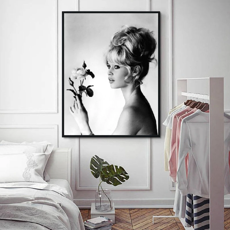 Brigitte Bardot prancūzų Mados Plakatas Drobė Art Prints , Juoda ir Balta Modelio Foto Vintage Nuotraukos Meno Tapybos Sienų Dekoras
