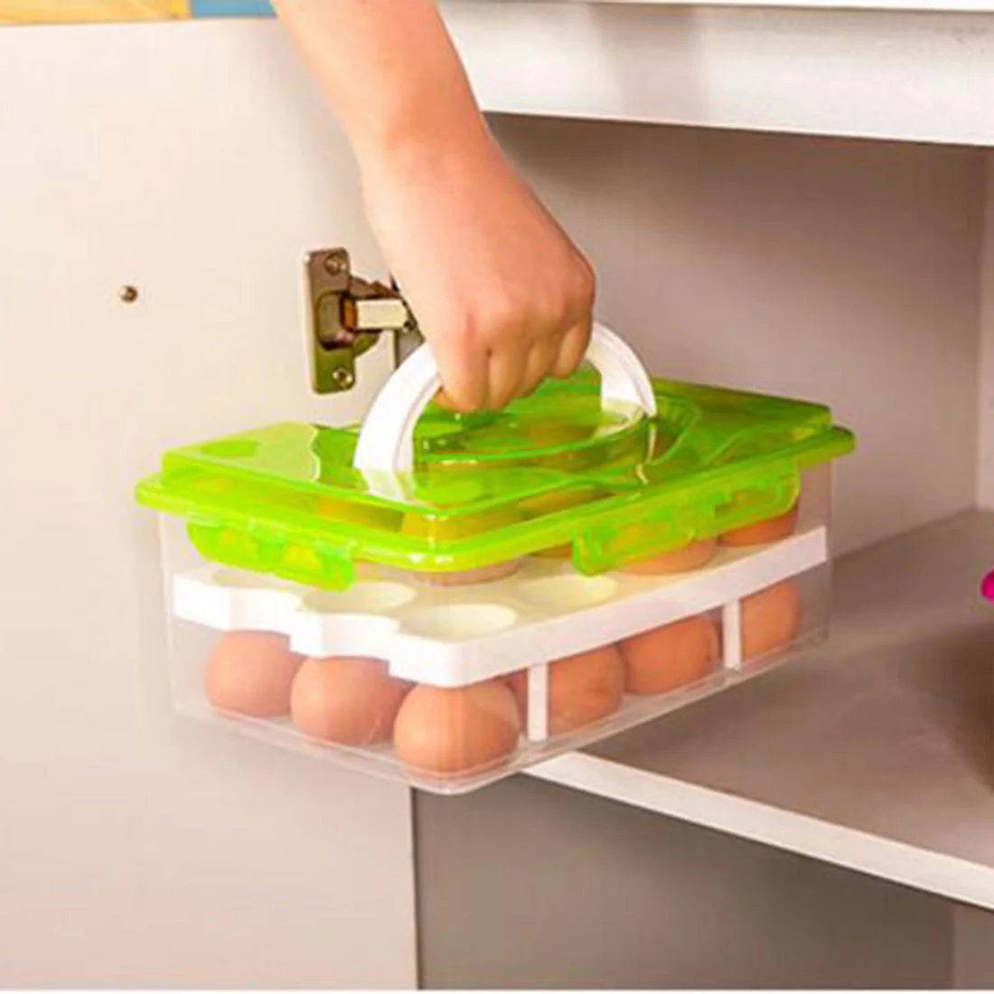 Nešiojamų 2 Sluoksnis 24 skyles Šaldytuvas Skaidrus Kiaušinių Dėžutės Kiaušinių Laikymo Dėžutė Šviežių Dėžutė Kiaušinių Lentynos