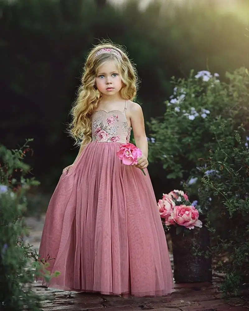 Pudcoco Vaikams, Kūdikių Mergaitės Princesė Suknelė Gėlių Nėrinių Šalis vestuvių Gėlių Tiulio Suknelė mergaitėms Vasaros Sundress Suknelės 1-7T