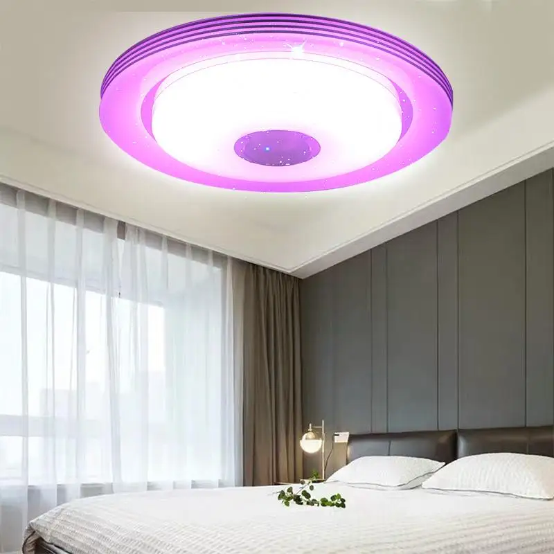 80W LED Lubų šviestuvas RGB šviesos srautą galima reguliuoti Muzikos Lubų lempa Nuotolinio valdymo ir programų kontrolė Flush AC220V namų 