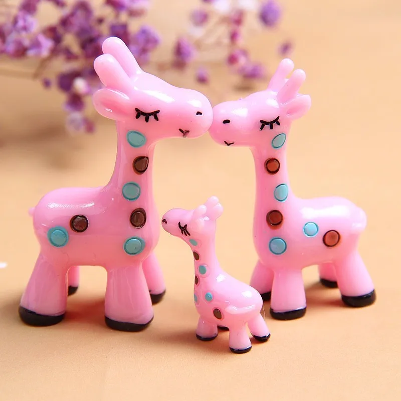 3pc Žirafa Šeimos Pobūdžio Apdailos Miniatiūriniai Gyvūnų Statulėlės, Dervos Amatų Mini Sodo Dekoro Namų Ornamentas 