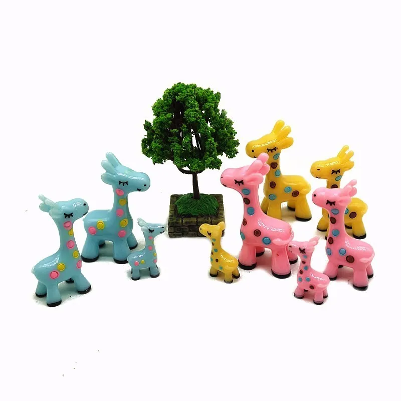 3pc Žirafa Šeimos Pobūdžio Apdailos Miniatiūriniai Gyvūnų Statulėlės, Dervos Amatų Mini Sodo Dekoro Namų Ornamentas 