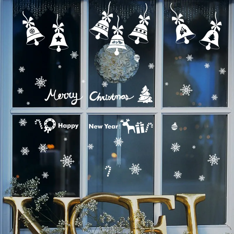 2021 Naujo Dizaino Kalėdų Eglutė Elektrostatinės Stiklo, Jokių Klijų Lipdukas Snaigės Kamuolys Varpas Kabo Lange Helovinas Dekoracijas