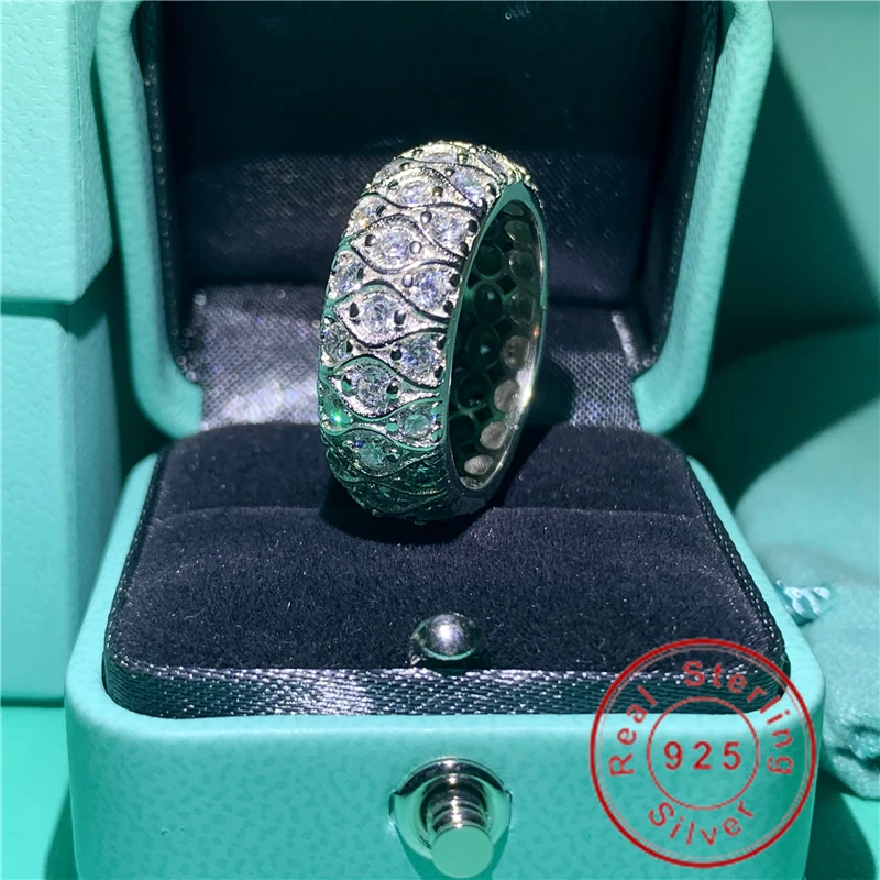 Derliaus Ponios žiedas Nekilnojamojo 925 Sterlingas sidabro Žada Diamond Engagement vestuvių juostoje žiedai, moterų, vyrų Papuošalai