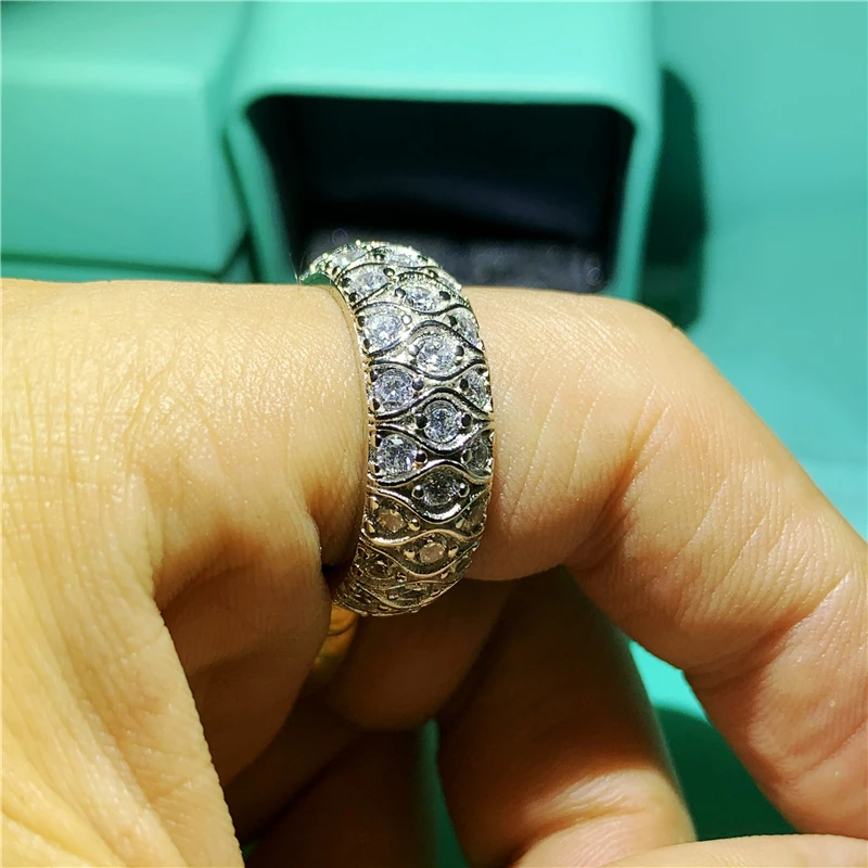 Derliaus Ponios žiedas Nekilnojamojo 925 Sterlingas sidabro Žada Diamond Engagement vestuvių juostoje žiedai, moterų, vyrų Papuošalai
