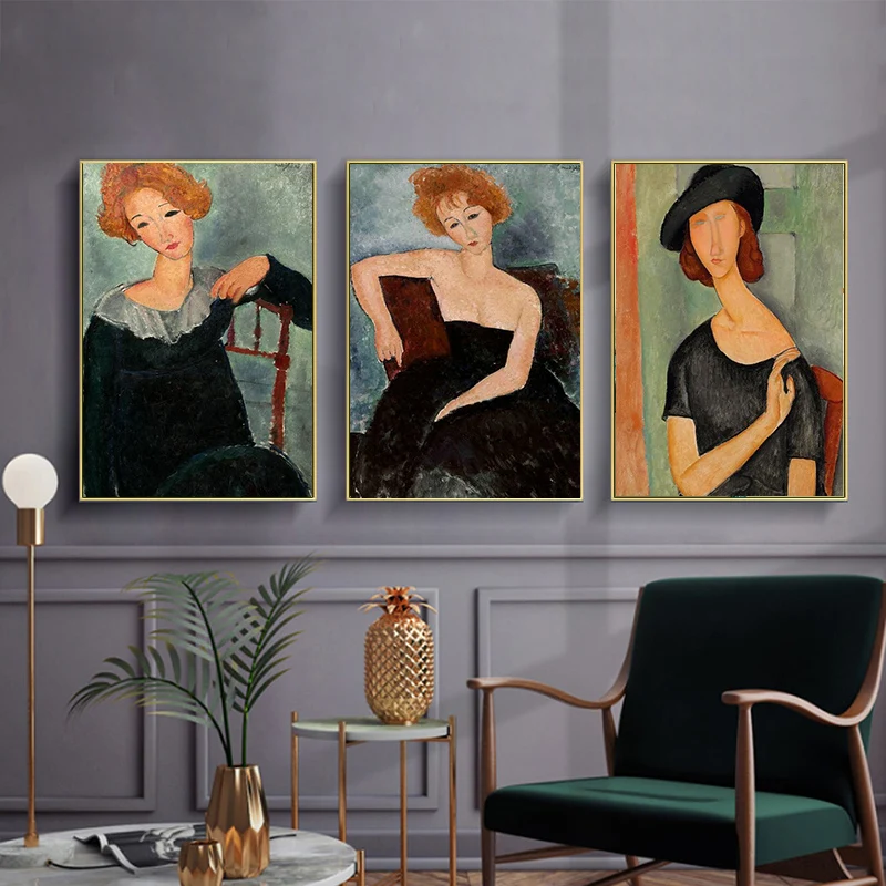 Portretas Jeanne Hebuterne Drobės Tapybos Modigliani Garsaus Meno Plakatų, piešinių Ir Spaudinių Šiaurės šalių Sienos Menas Nuotraukas, Namų Dekoro