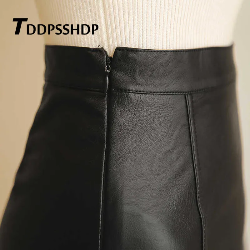 Moterų Kietas PU Dirbtiniais Odos Sijonas iki 2019 m. Pavasarį Juodos Spalvos Mini Streetwear Moterų Sijonai