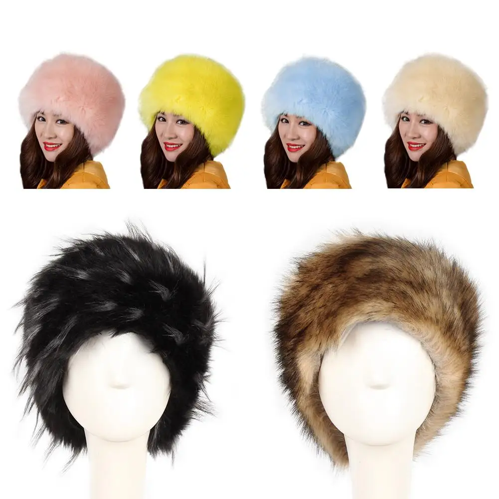 2019 M. Rudenį, Žiemą Moterų Skrybėlės Lady Rusijos Storas, Pūkuotas Imitacija Lapės Kailio Kepurę Lankelis Žiemos Earwarmer Slidinėjimo Kepurę Moterų Skrybėlės
