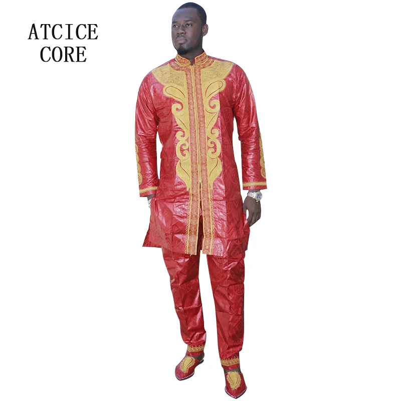 Afrikos heidi bazin riche siuvinėjimo dizaino suknelė vyro drabužius, viršuje kelnės LC060#