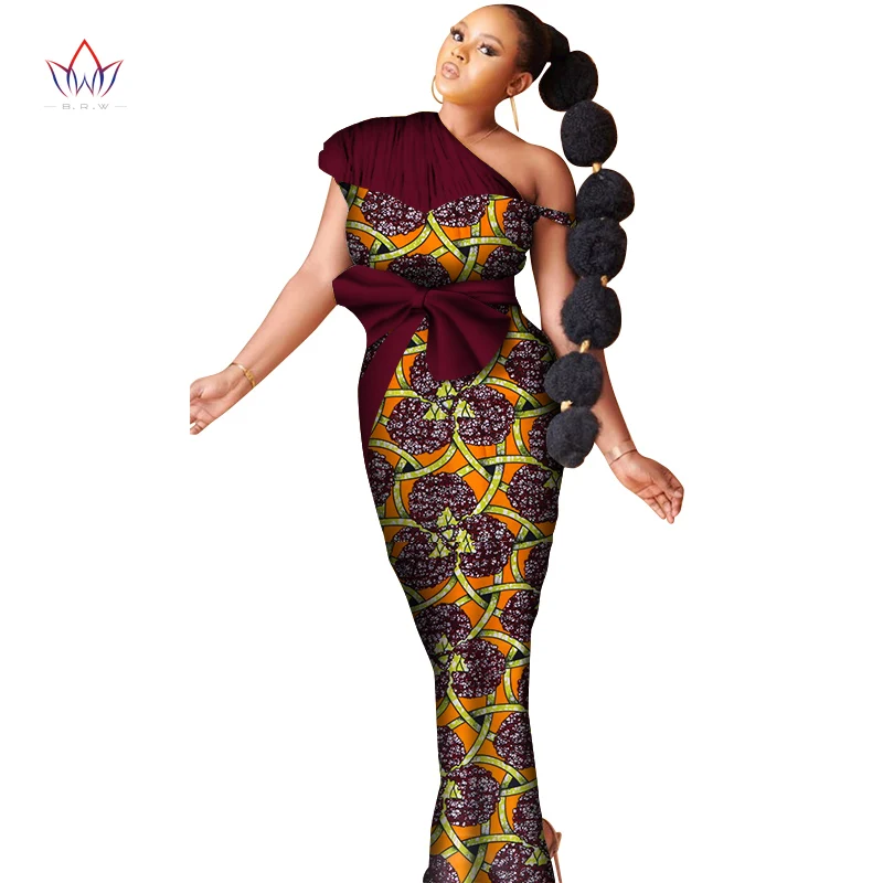 2020 NAUJĄ Afrikos, Suknelės Moterims Mados Dizaino Dashiki Moteris heidi bazin Riche Ilga Suknelė Kulkšnies ilgio Plius Dydis Gamtos 6xl WY6631