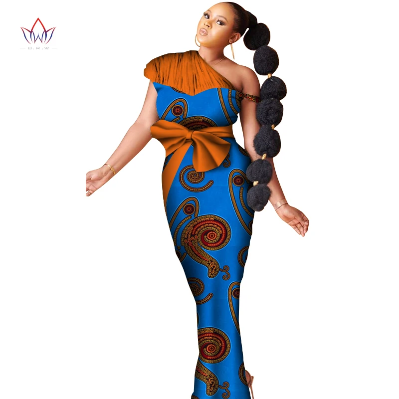 2020 NAUJĄ Afrikos, Suknelės Moterims Mados Dizaino Dashiki Moteris heidi bazin Riche Ilga Suknelė Kulkšnies ilgio Plius Dydis Gamtos 6xl WY6631