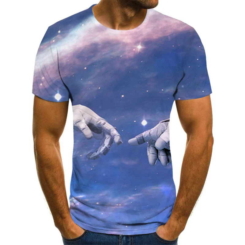 Mados vyriški marškinėliai vyriški Laisvalaikio Vasaros 3DT-Marškinėliai vyriški Žvaigždėtas Dangus Viršų O-Kaklo, Marškinių Dydį, Streetwear