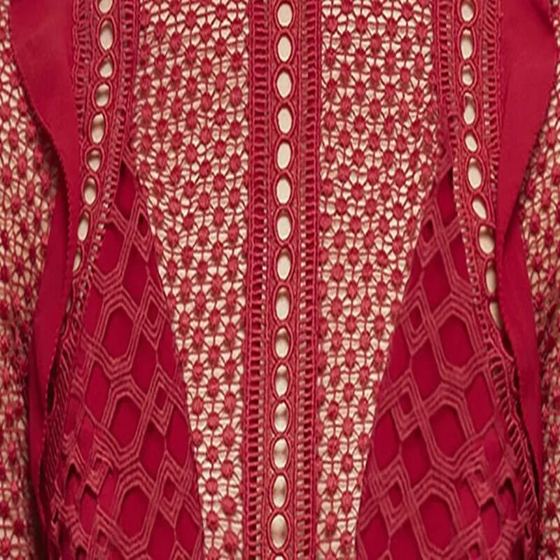 YiLin Kay Aukštos klasės užsakymą moteris šalis suknelės seksuali moteris 2019 m. rudens mados kilimo ir tūpimo tako stiliaus tuščiaviduriai iš raudonų nėrinių suknelė