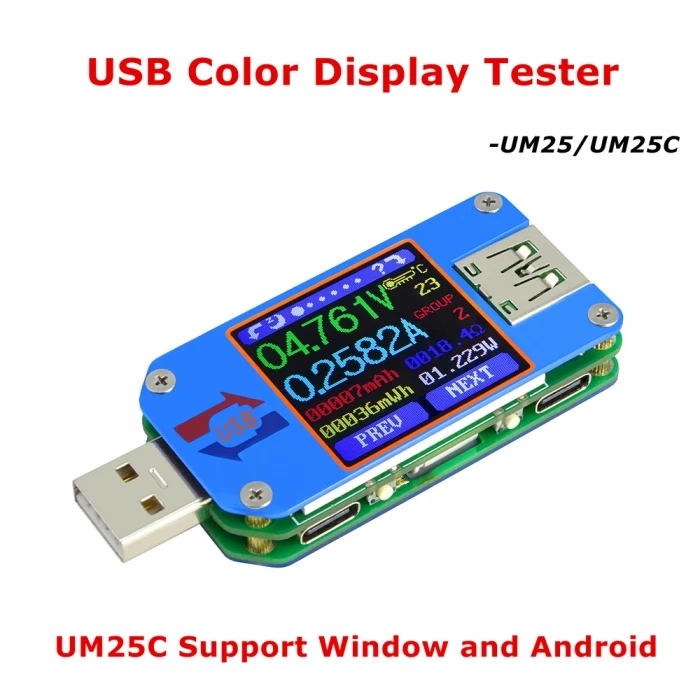 RD UM25C UM25 USB Tipo C Įtampos Testeris USB 2.0 Tipas - C Spalvotas LCD Ekranas Testeris 1.44 Colių Spalvotas LCD Multimetras voltmetras
