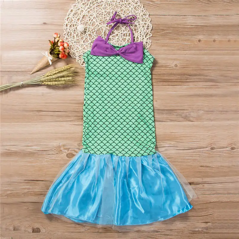 Vaikai Ariel China Little Mermaid Dress Merginos Princesė Fancy Dress Up Hallowen Šalies Cosplay Kostiumas 3-12Y
