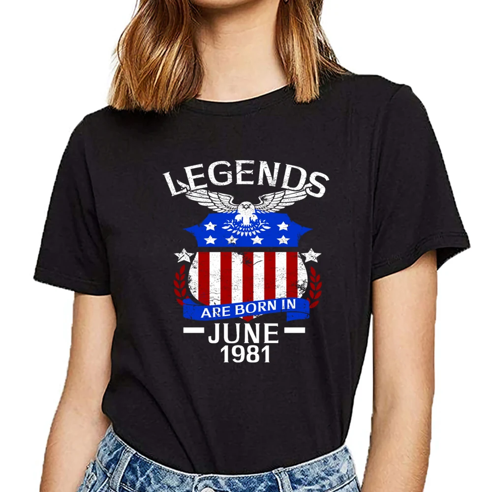 Topai Marškinėliai Moterims legendos yra gimęs 1981 m. birželio motinystės Dizaino Juodos spalvos Trumpą Moterų Marškinėlius