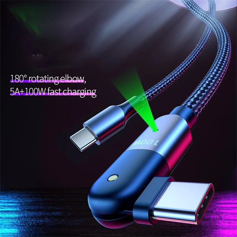USB Tipo, C Tipo C 5A PD Greita Įkrovimo Kabelis, Sukasi 180 Laipsnių Alkūnė C Tipo Duomenų Kabelis Samsung 
