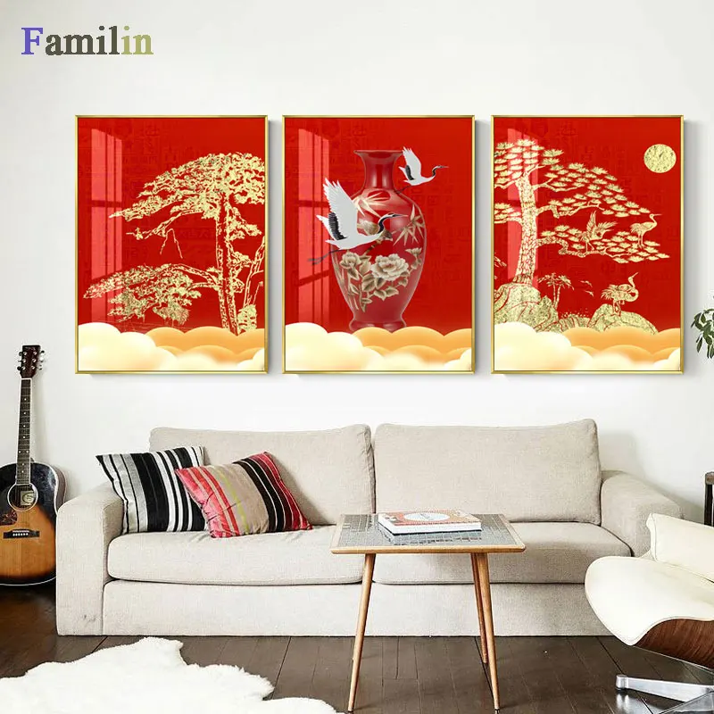 Kinų raudonojo rūmuose sienos meno Tapybos Drobės Meno Spausdinti Plakato Nuotrauką Sienos Modernus Minimalistinis Miegamasis Kambarį Apdaila-06