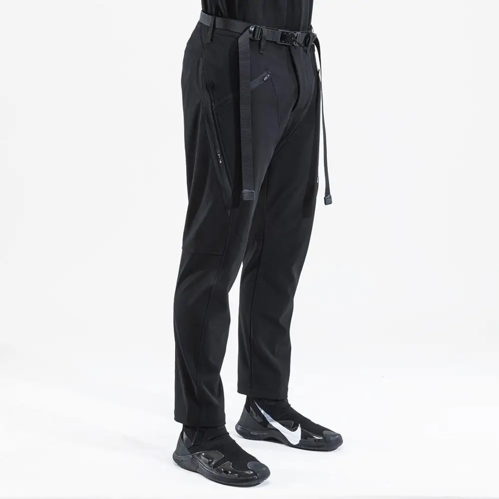 DARTW Techwear vyriškos Juodos Žiemos Vilnos Kelnes Taktinis Tampri Softshell Kelnės Activewear Streetwear Mados