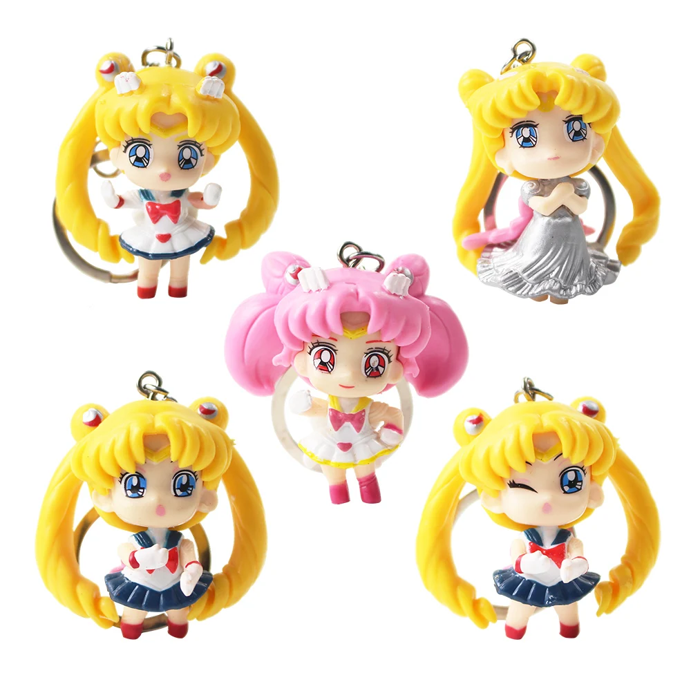 5vnt/daug Sailor Moon Duomenys Sailor Chibi Mėnulis Keychains Petit Chara Gana Globėjas Princesė Ramybė, Keyrings Modelis Žaislai