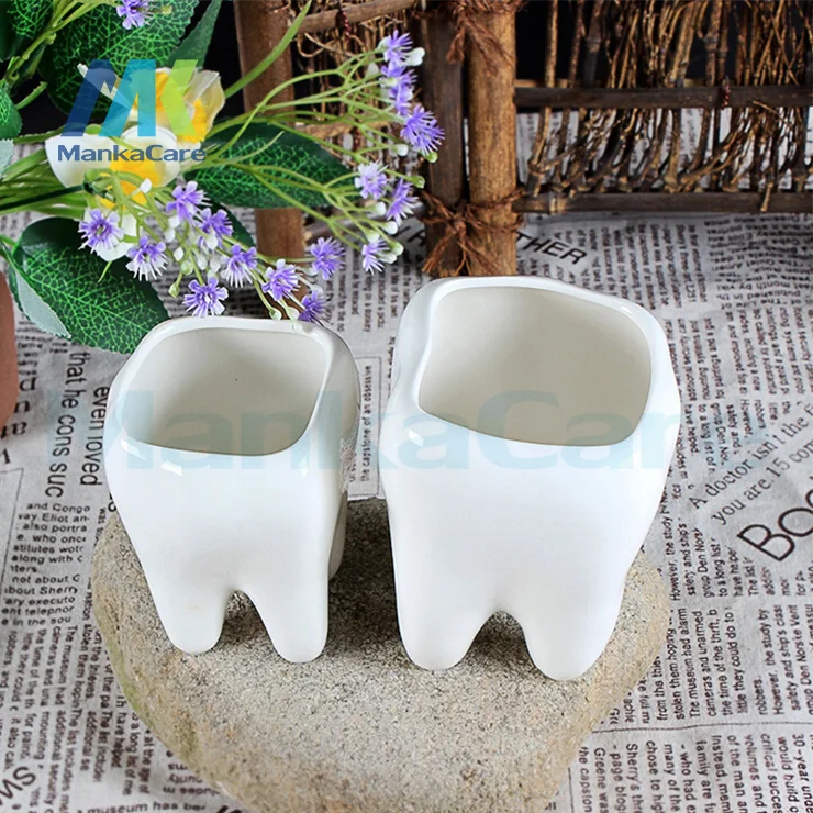 2 Vnt. Dantų Shap Sielovados Stiliaus Baltos Keramikos augalų Vazonuose Dantų modelio Vazonas Gėlių Sodas Puodai Pieštuku Vaza Dantų dovana