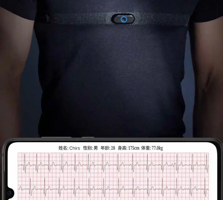 Naujas Xiaomi Mijia Sporto EKG T-shirt Realaus laiko Psichinio Streso Fizinis Nuovargis Analizė Širdies ritmo Monitorius