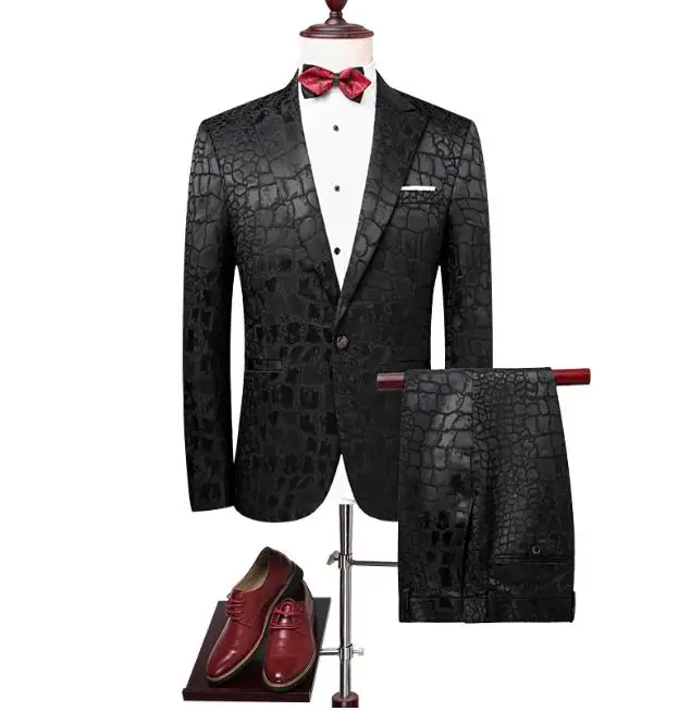 2019 Užsakymą Slim Fit vyriški aukštos kokybės mygtuką vieną vestuvių Verslo kostiumai vyrams striukė ir kelnės kostiumas homme terno traje