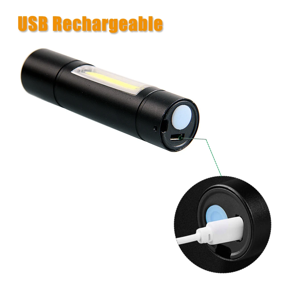 LED Žibintuvėlis Mini Žibintuvėlis USB Įkraunamas Žibintuvėlis Kišenėje, 3 Režimai XPE+COB Penlight Blykstė Kempingas, Žygiai Turistinius