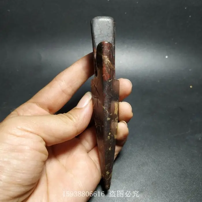 Hongshan Kultūros Jade Surinkimo Didelio Tankio Raudonasis Geležies Meteoritas Arrowhead Jade Piesta