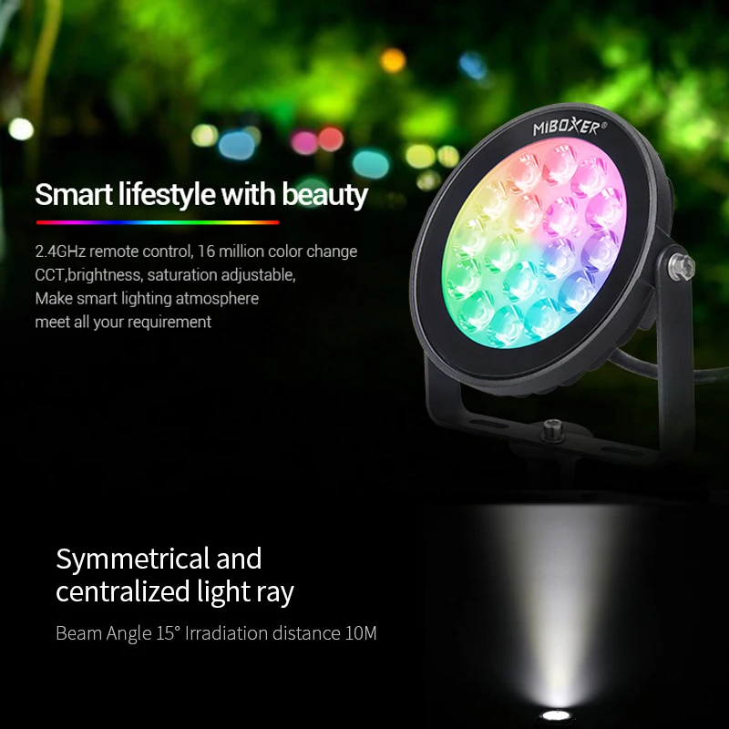 Miboxer 9W RGB+BMT Smart LED Sodas Šviesos FUTC02 AC100~240V IP65 Vandeniui led Lauko lempa, Sodo Apšvietimas