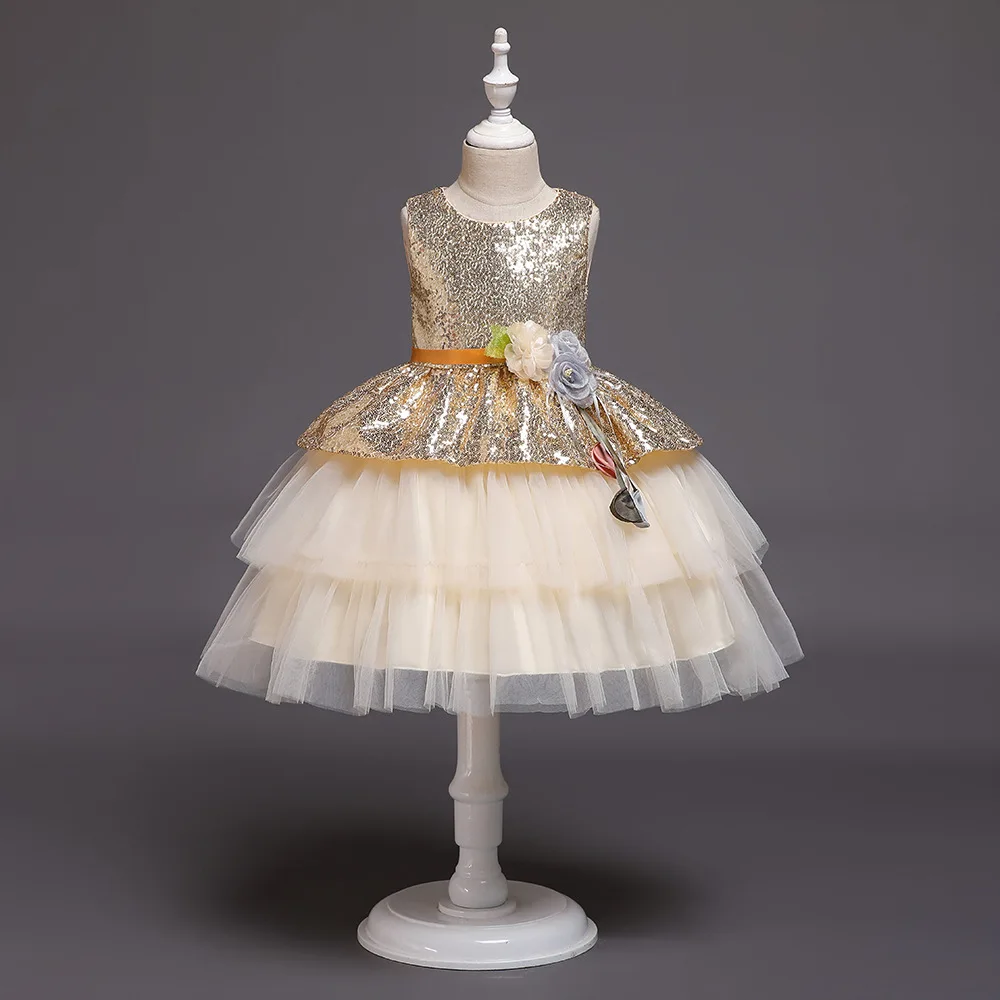 2020 Metų Vasaros Vaikas Princesė Suknelė Gėlių Mergaitėms Vestuvių, Gimtadienio Suknelė Vaikų Blizgučiais Rankovių Suknelės Mergaičių Drabužiai