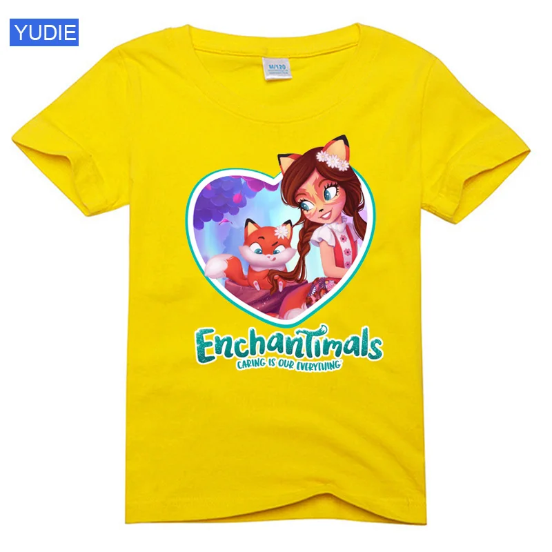 Mielas T Marškinėliai Mergaitėms Enchantimals Marškinėliai Mados Bamblys Kūdikių 2020 Metų Vasaros Drabužiai Vaikams, Drabužiai Vaikams Kostiumas Bamblys Viršų