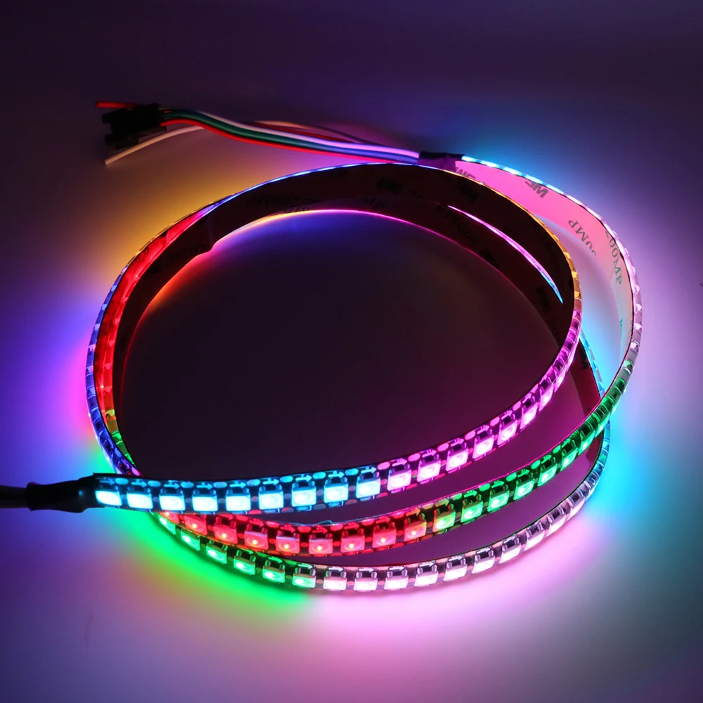 WS2812B LED Pikselių Juostelės šviesos DC5V 1m/5m Built-in 2812 IC individualiai naudojamos RGB LED Juosta 5050 30/60/144 led/m