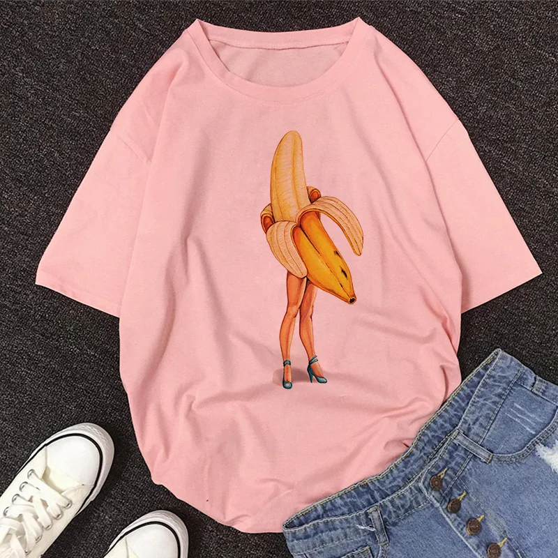 2020 Naujas Vasaros DOLCE & BANANŲ Print T-Shirt Moterims, O-Kaklo trumpomis Rankovėmis Mielas Animacinių filmų Marškinėlius Mergaitėms Studentai, Lady Topai marškinėliai