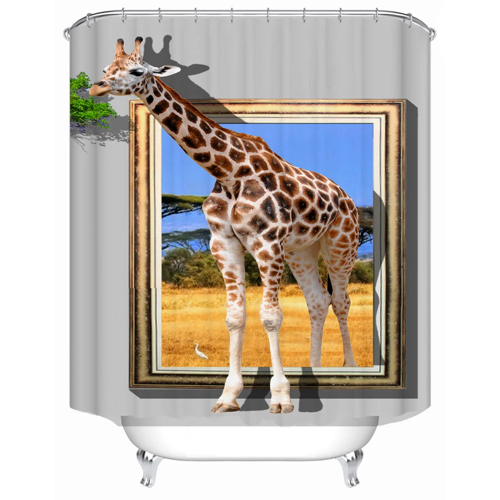 Ganymo žirafa poliesterio spausdinami vandeniui dušo užuolaidos vonios sienelė užuolaidų fabriko tiesioginio pardavimo
