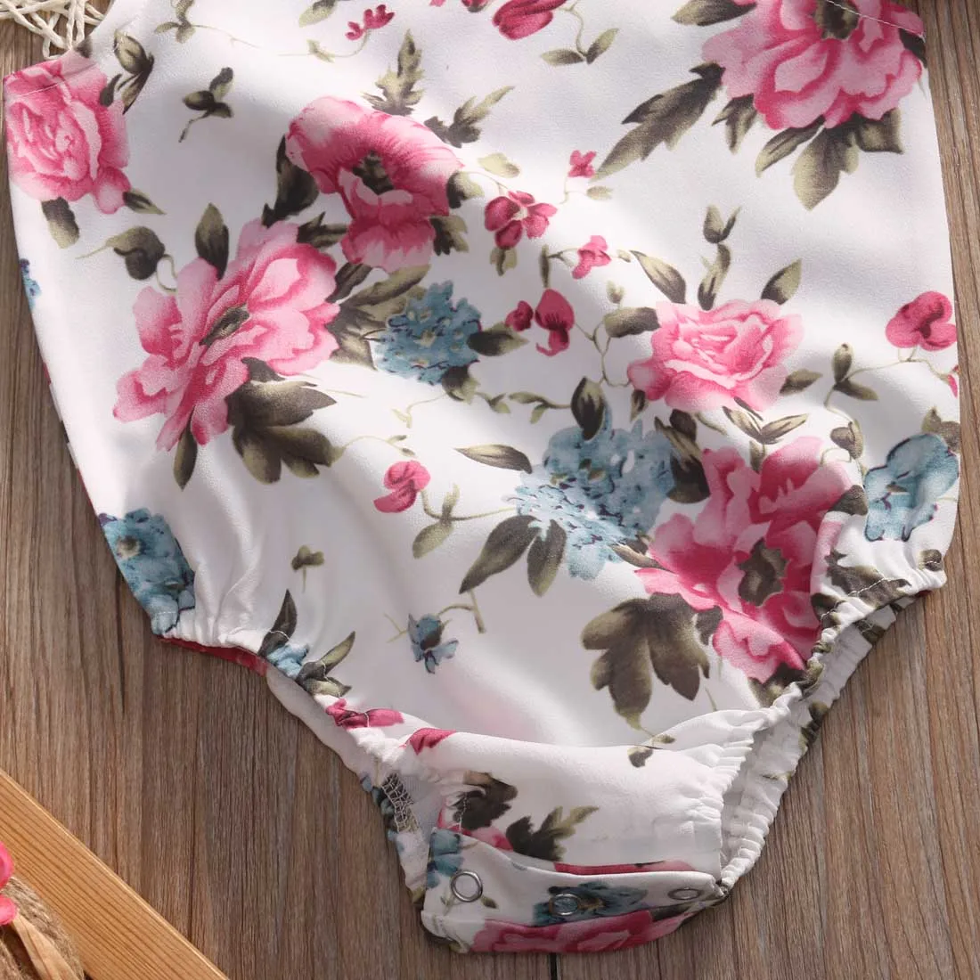 Vasaros Naujagimiui Baby Girl Gėlių Lėlės apykaklės Romper Jumpsuit +Lankelis Komplektus Sunsuit Drabužiai