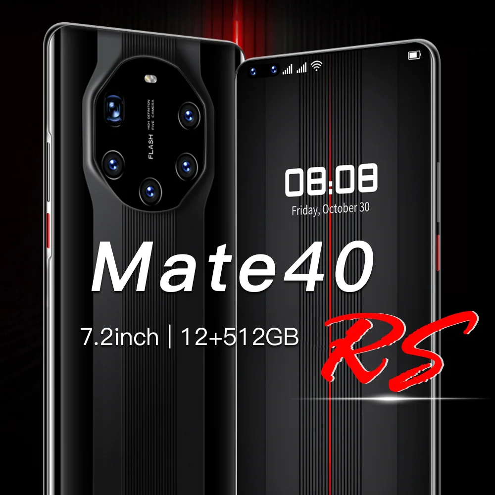 Naujas Pasaulio Versija 7.2 Colių Mate40 RS Smartphone 12 GB 512 GB mobiliųjų Telefonų 24+48MP 4G, 5G Tinklą, 5800mAh GPS WiFi Mobilusis Telefonas