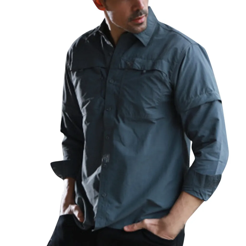 Vyriški marškiniai Rudens Mados Greitai-Džiovinimo Atsitiktinis Karinės Pure Color Long Sleeve shirt Viršuje Atsitiktinis Harajuku vyrų marškinėliai chemise homme